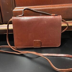 Vintage Brown Leather Crossbody Bag